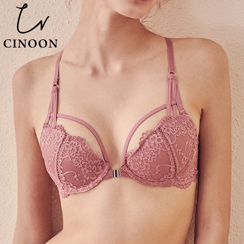 Нижнее белье CINOON кружевное в цветочек комплект с бюстгальтером открытой спинкой