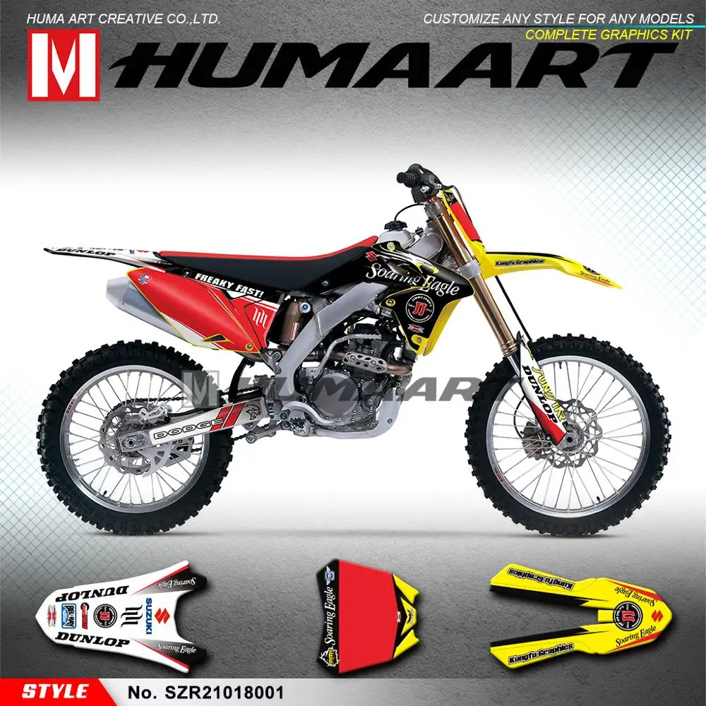 HUMAART MX наклейка Мотокросс Custom Wrap Kit для RMZ250 RMZ 250 2010 2011 2012 2013 2014 2015 2016 2017 2018|Наклейки и