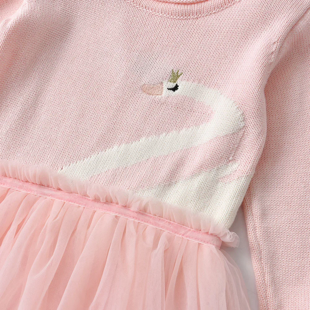 DXTON-su&eacute;ter de invierno para ni&ntilde;as, vestido de punto con Tops con tut&uacute;, ropa de punto infantil de Navidad, disfraz de manga larga-1