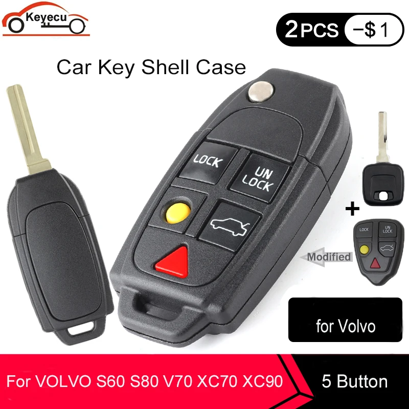 KEYECU новая Замена 5 кнопок дистанционного Флип раскладной чехол для ключа Volvo XC70 XC90
