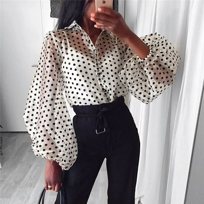 Женские Blusas, новые женские прозрачные сетчатые ретрорубашка, прозрачная Элегантная блузка с рукавами-клеш, модная женская блуза, топы - Цвет: As Photo Show