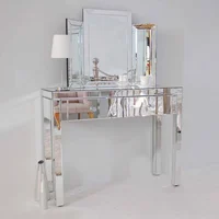 Mirror Furniture Black Glass Mirror Dresser Makeup Table European Neo-Classical