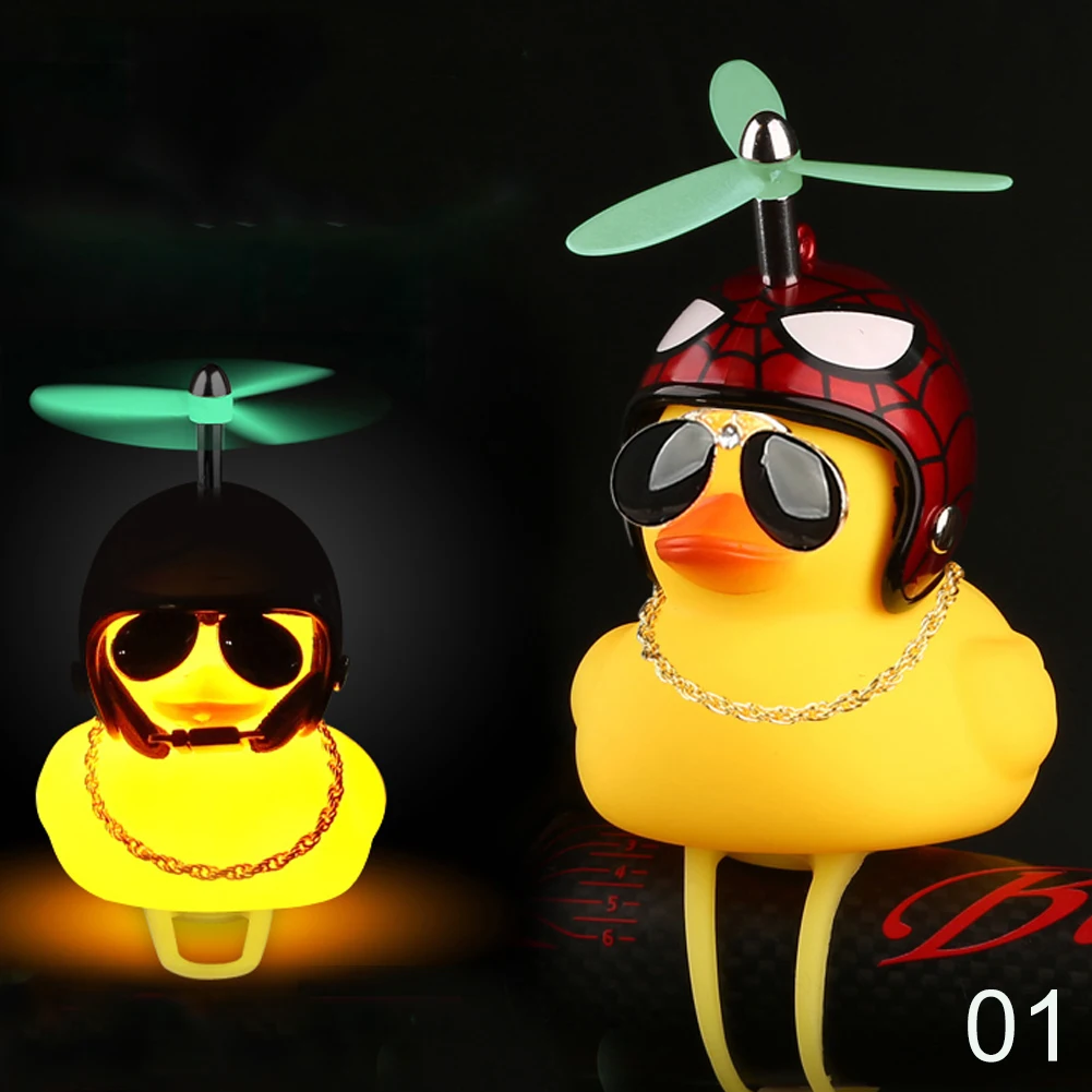 1Pc Luminous Standing Duck with Helmet Broken Wind Small Yellow Road Bike Motor Riding Cycling/Home Decor Figurines | Дом и сад