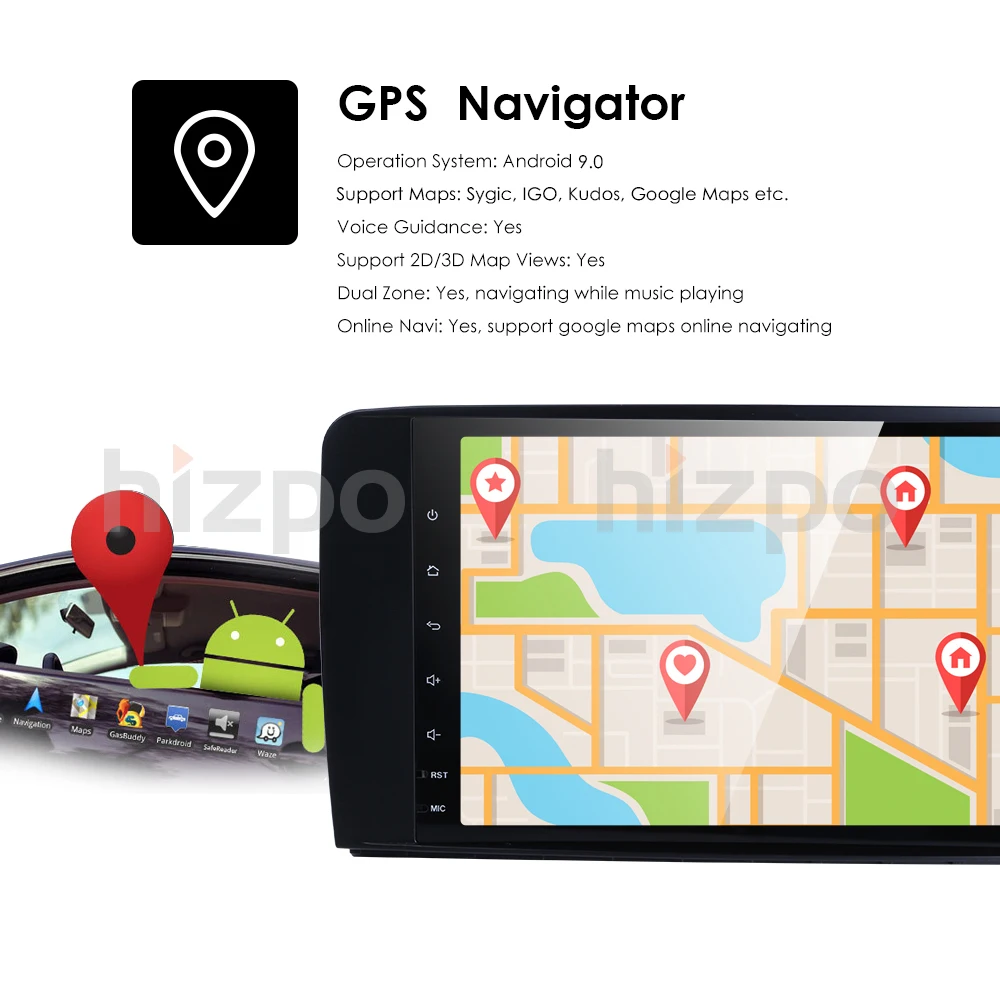 Автомобильный мультимедийный плеер Магнитола на Android 10 с GPS Wi-Fi Bluetooth для Mercedes/Benz/GL