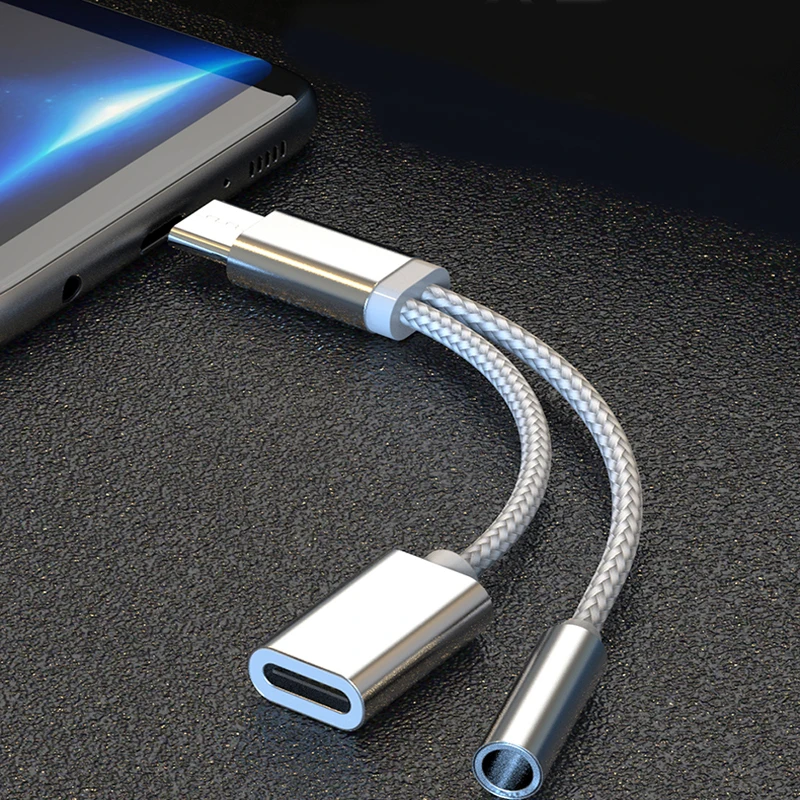 Зарядный кабель 2 в 1 USB Type-C Переходник 3 5 мм аудио для наушников Xiaomi адаптер Huawei P20
