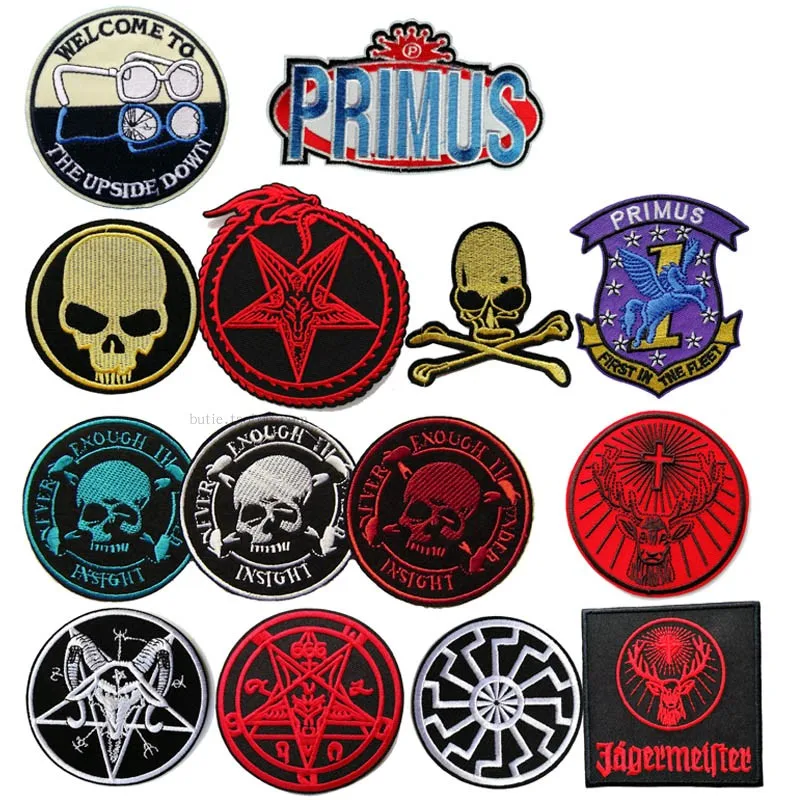 Панк клей на спине вышивка ткань с a234 череп пять звезд Группа Логотип DIY