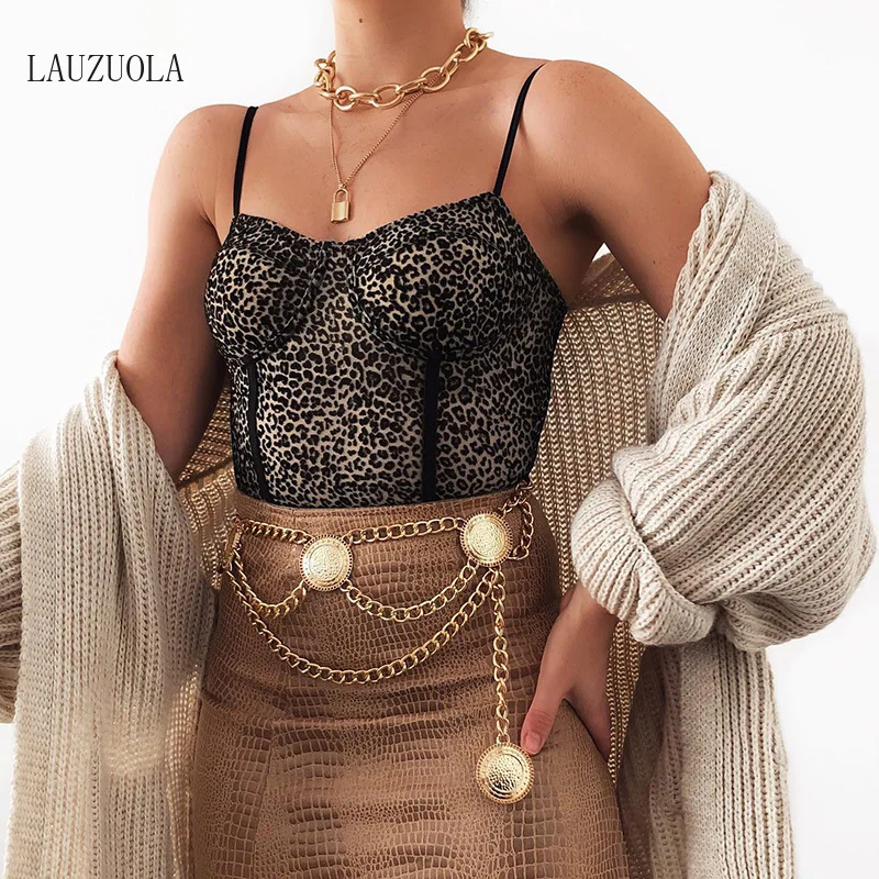 Пикантный комбинезон с леопардовым принтом женское облегающее боди уличная