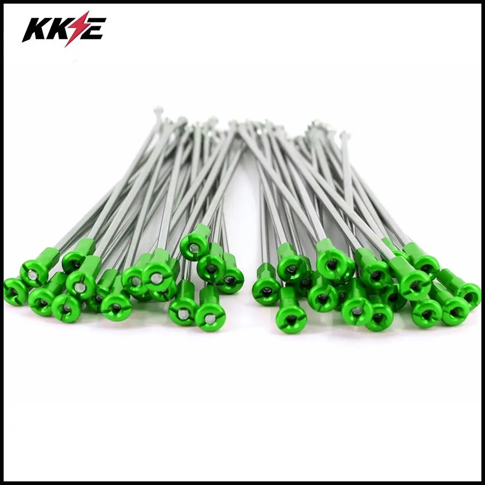 Передние спицы из нержавеющей стали KKE 1 6*21 дюйма для KAWASAKI KX250F 2006 2020 KX450F зеленые