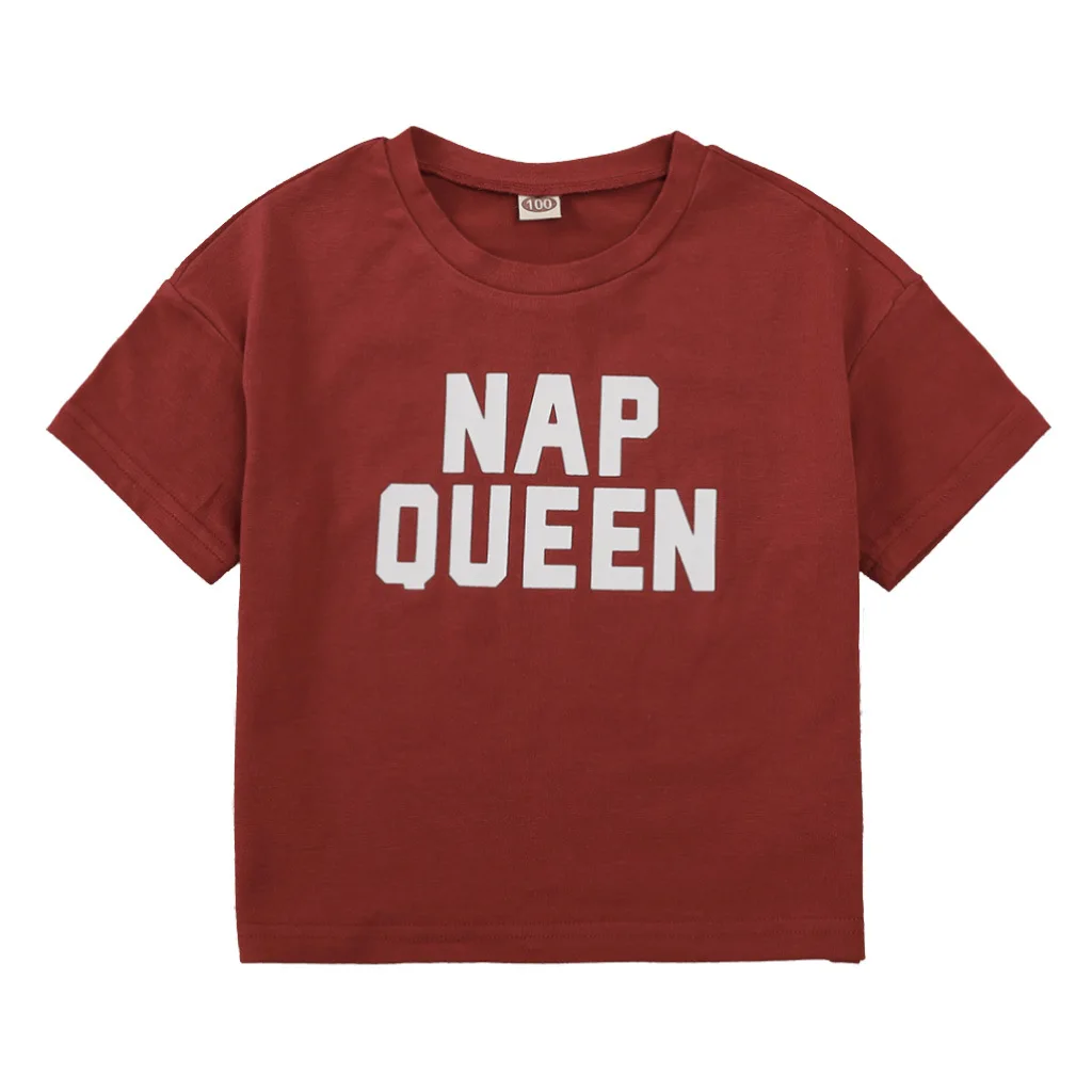 

Summer Children Casual Cotton Short Sleeve O Neck Letter Red Casual Baby Girl Or Boys T-shirt 1-8T
