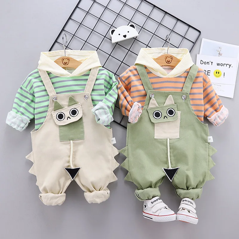 Spring new born baby Boy's Clothes outfit sets Striped Sweater Jacket + Overalls suit for infant Baby Boys Clothing Sports |