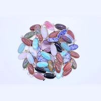 wholesale 12pcs natural semi precious stone wrapped ellipse pendant for women fashion chakra necklaces jewelry free shipping