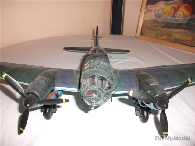 DIYMyModeI-bombardero de buceo alem&aacute;n he-111, KIT de modelo de papel artesanal, rompecabezas de juguete hecho a mano, regalo, accesorios de pel&iacute;cula-3