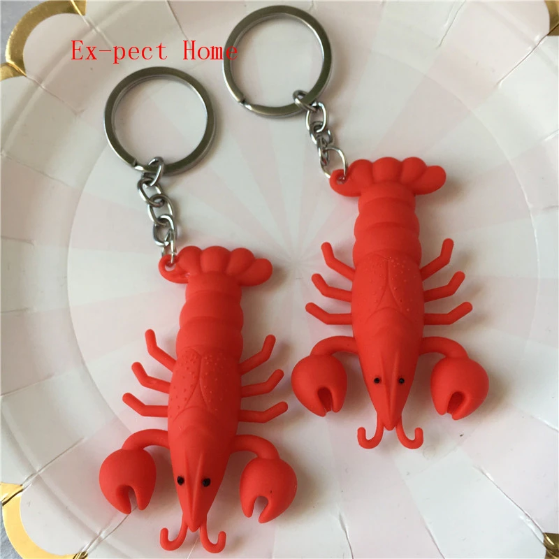 Llaveros de silicona con forma de langosta roja, novedad, regalos, Env&iacute;o Gratis por DHL, 500 unids/lote-2