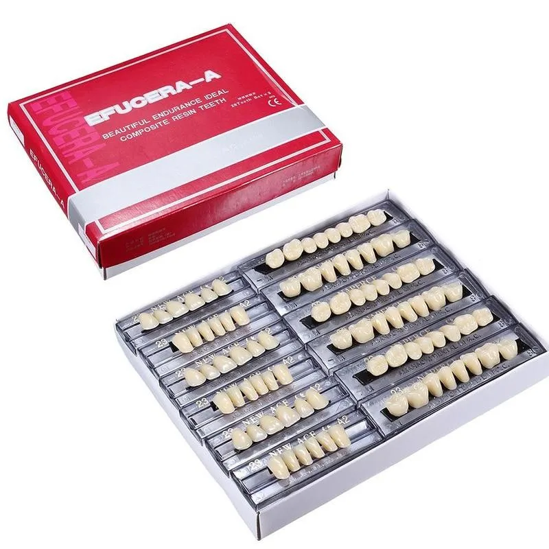 

28 Teeth/set Resin Denture Teeth 3d Shade Guide Color Cold Bleaching Plate Teeth Mirror Light Comparator Dentistry White De F5J5