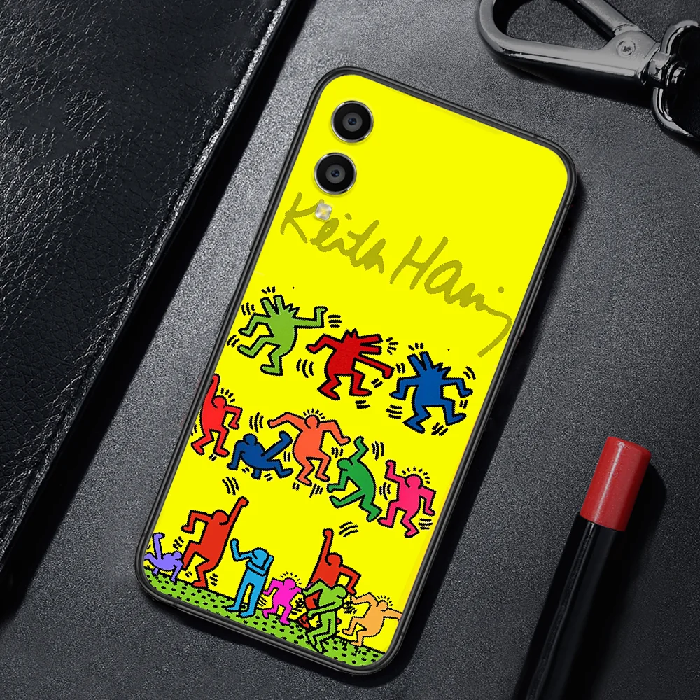 

Fashion Keith Haringer Art Abstract Phone Case For HUAWEI Honor Nova 5 7 8 9 10 20 30 A C T I X Lite Pro black Etui Trend Cover