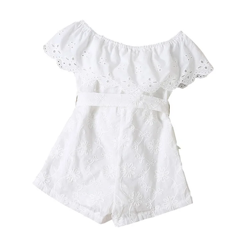 Белый комбинезон с цветочным рисунком для маленьких девочек детские вечерние