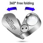 203F Складная увеличительная лупа для ювелирных изделий, увеличительное стекло для ювелирных изделий со светодиодной подсветильник кой, светодиодный индикатор валюты, ювелирные изделия 40X