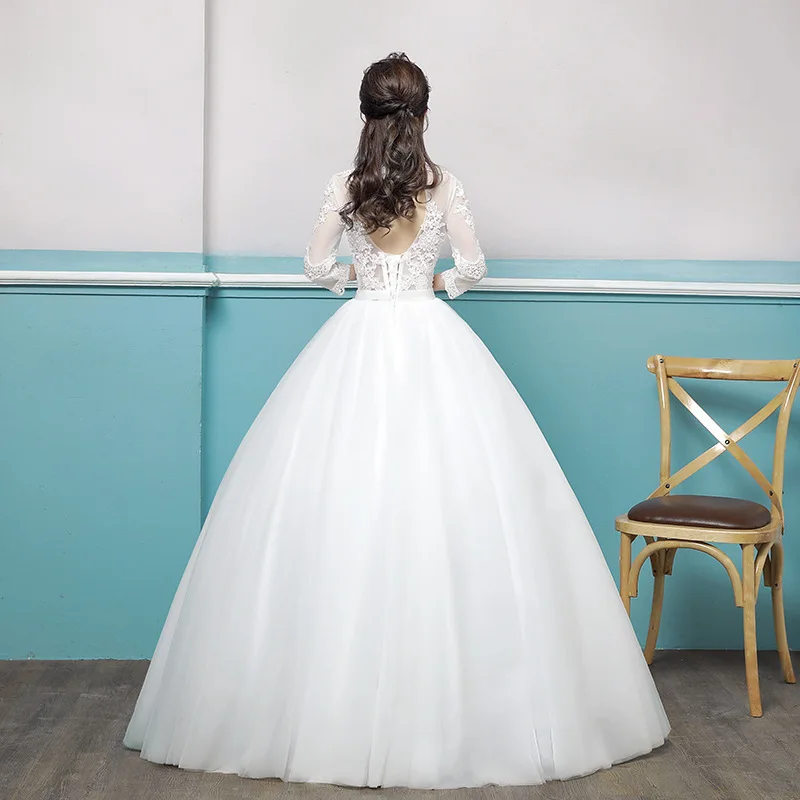 European Top Fashion Scoop Half Style Wedding Dress 2020 New Vibrato With The Same Word Shoulder Thin Bride Luxurious Princess | Свадьбы и
