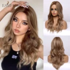 Светлые Волнистые Синтетические парики на светильник EASIHAIR, парики для женщин, коричневый высокий светильник, парики для косплея, термостойкие парики средней длины