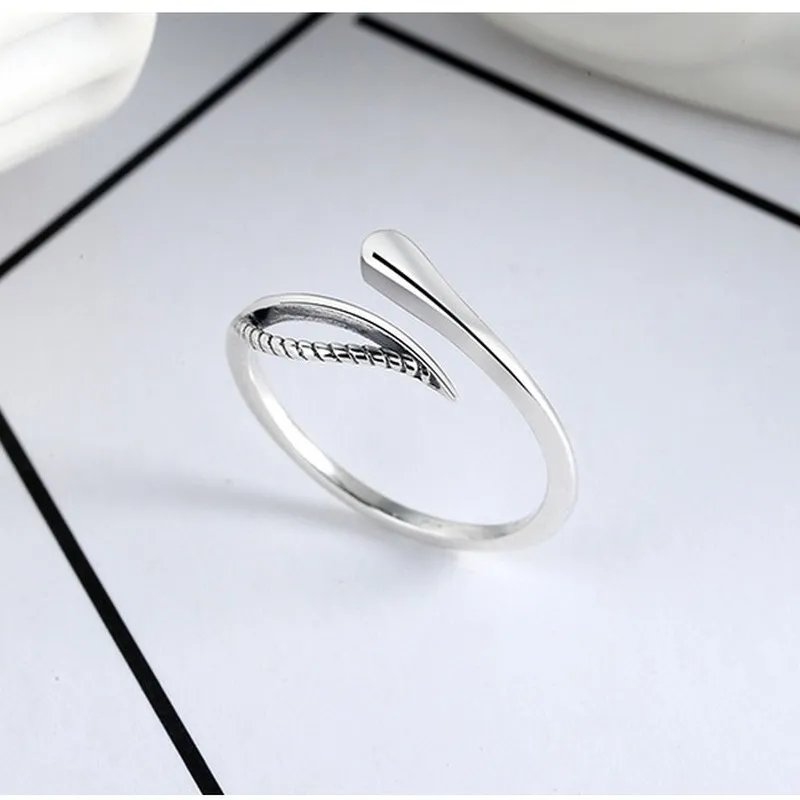 

S925 sterling silver ring female wild leaves and water drop ring ins net red fashion personality trendy ring