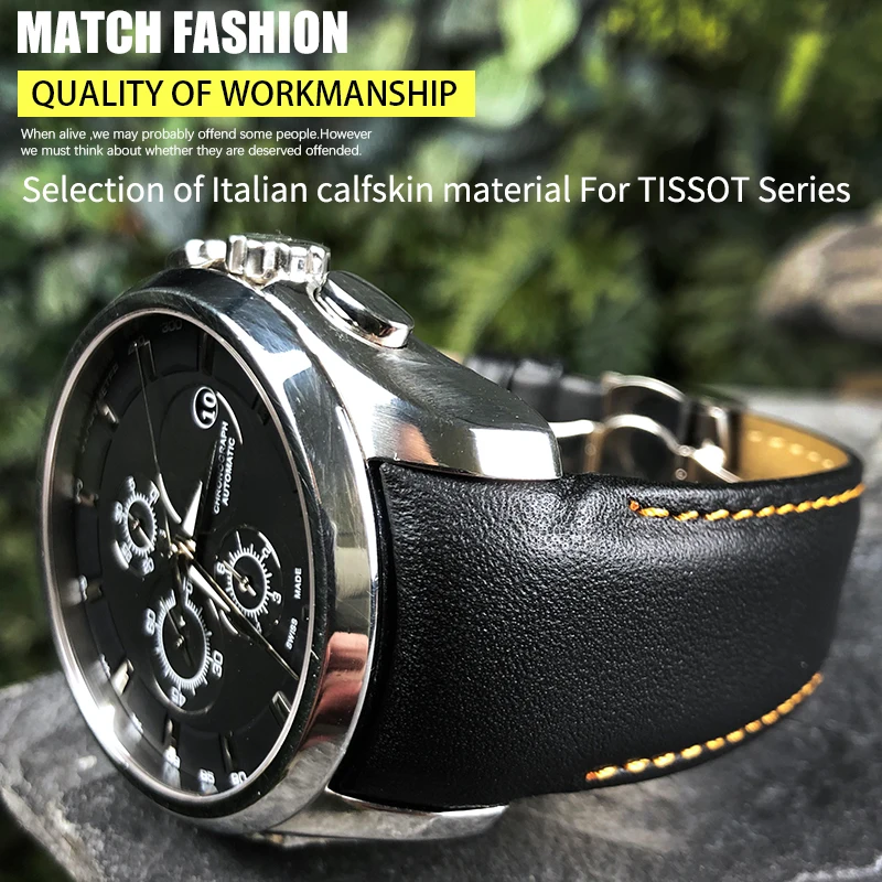 Ремешок из натуральной кожи для часов Tissot T035617 T035 черный браслет воловьей с