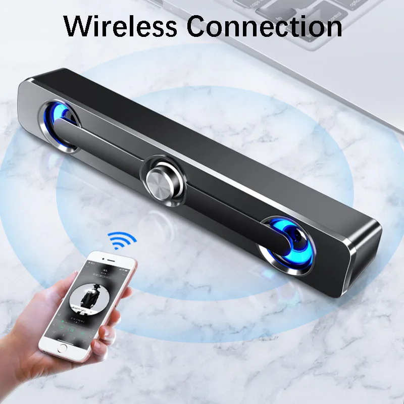 USB проводной мощный компьютерный динамик бар стерео сабвуфер бас Bluetooth объемный