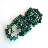fashion green beaded applique for clothing diy sew on rhinestone patches embroidery parches for clothes bordados para ropa