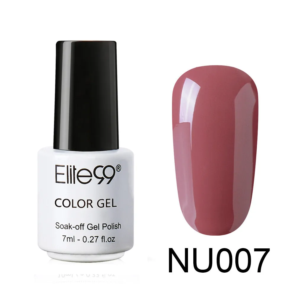 7ml NU007 Elite99 телесный Цветной Гель-лак Полупостоянный Vernis праймер верхнее покрытие УФ светодиодный гель лак удаляющийся замачиванием ногти "сделай сам" Маникюр гель лак - Цвет: 7ml NU007