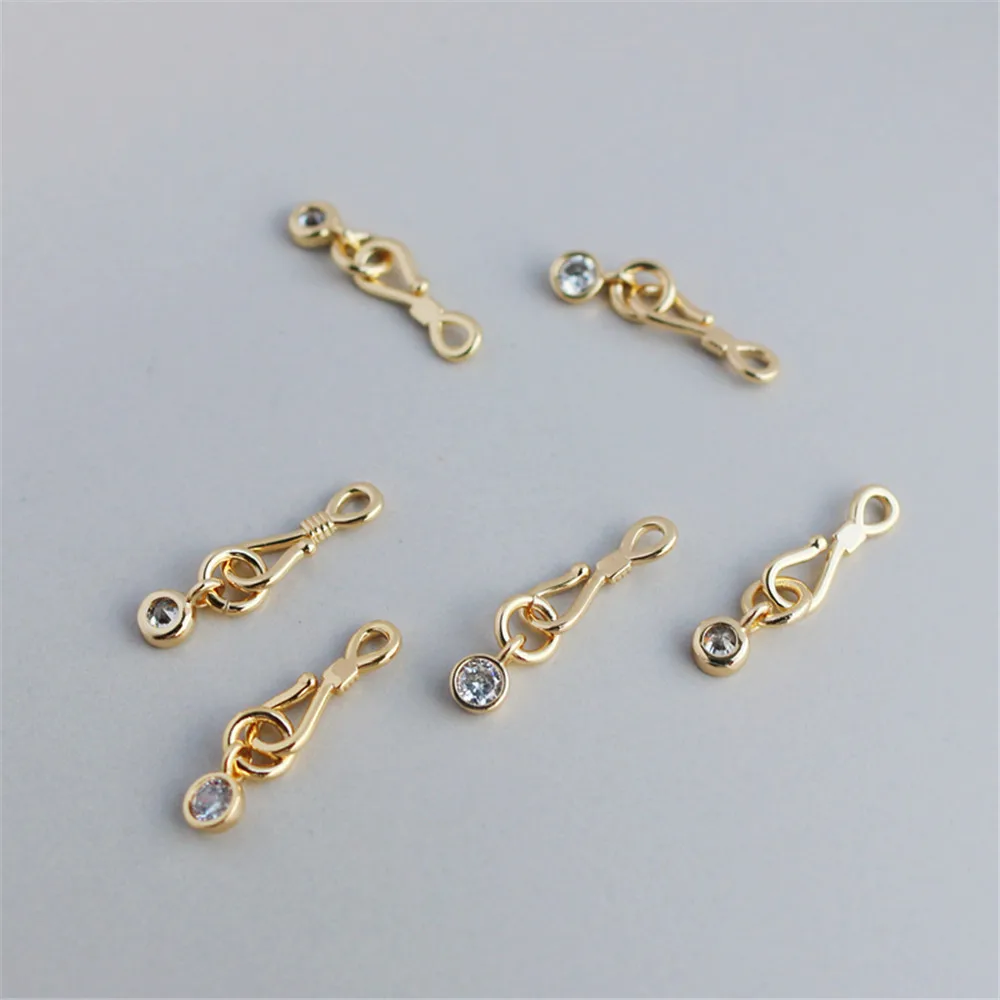 

14K gold wrapped color band zircon hook buckle bracelet necklace link buckle ending hook buckle DIY jewelry accessories