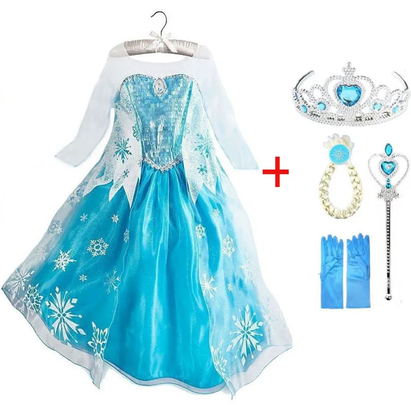 Новинка 2022 платье Эльзы летнее для девочек костюм принцессы косплевечерние