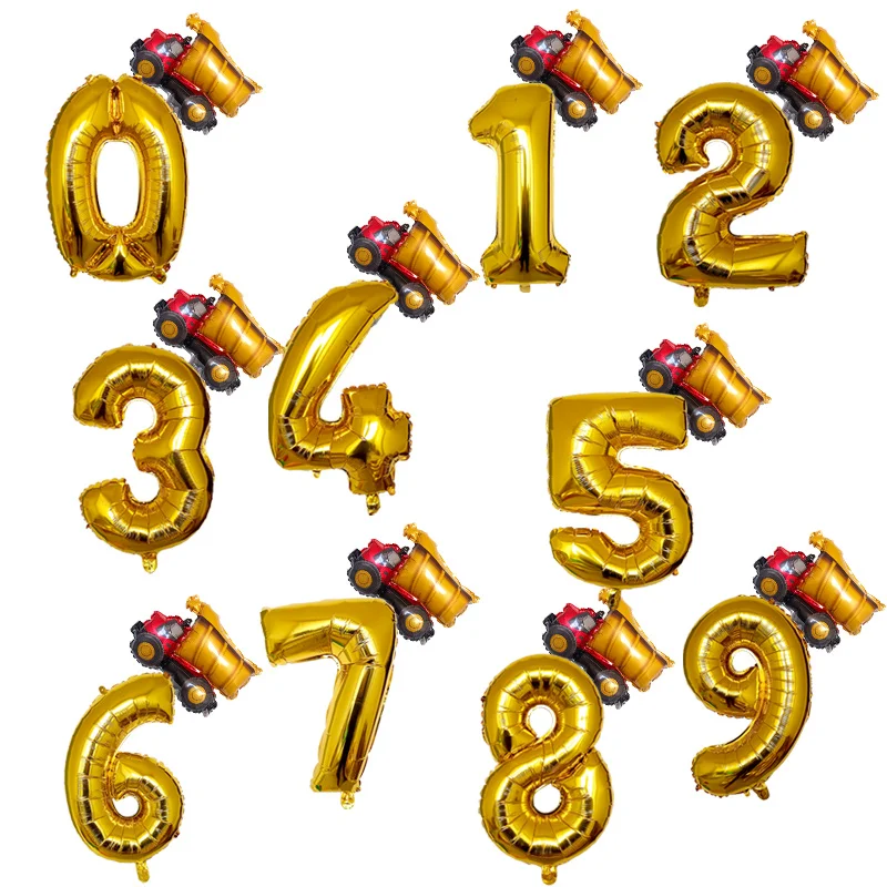 2 шт Мини школьный автобус грузовик фольги Воздушные шары 32 дюйма золотые цифры
