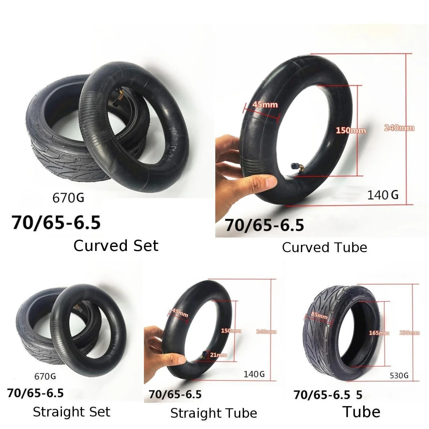 

70/65-6.5 Inflatable Tyre Inner Tire Wheel For Xiaomi 9 Balance Electric Scooter High Quality Rubber Tube/Curved Tube