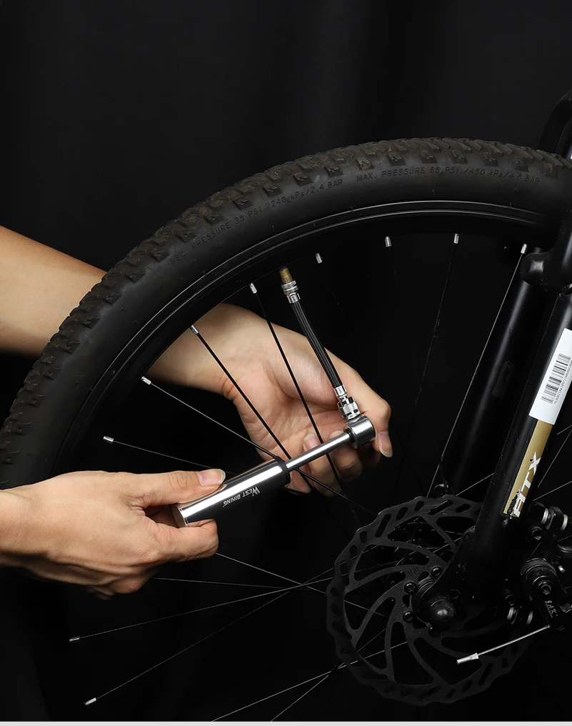 WEST BIKING Велосипедные насосы 120psi Алюминий сплава воздушный насос для шин Schrader