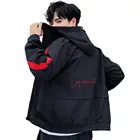 Модная мужская зимняя теплая куртка, тренчкот с капюшоном, верхняя одежда с длинным рукавом, на молнии, с карманами и буквенным принтом, куртка с капюшоном, верхняя одежда