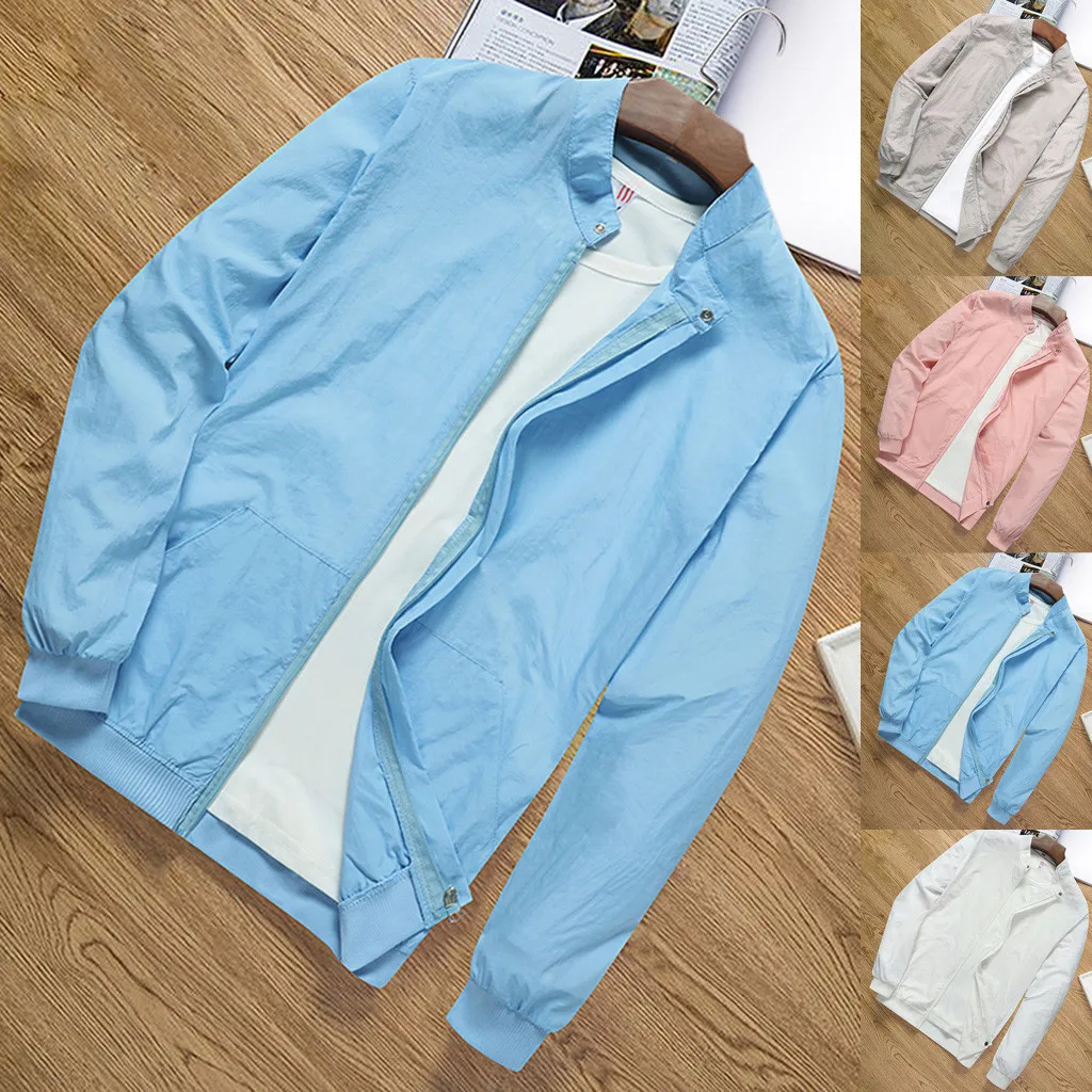 Куртка мужская с широкой талией модная повседневная однотонная длинным рукавом