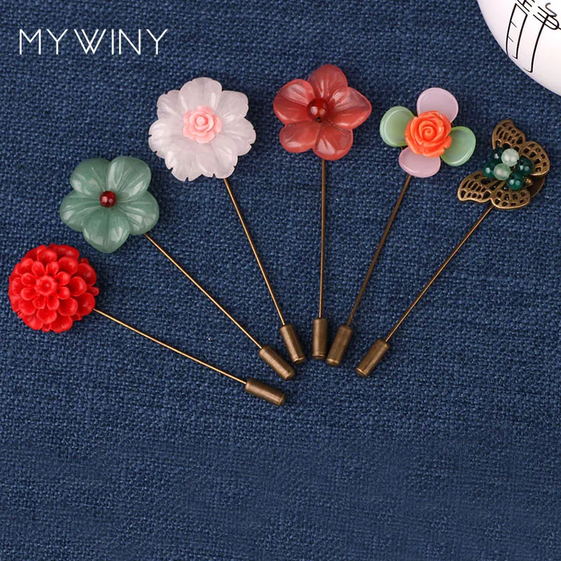 6 видов конструкций оригинальная Винтажная брошь в виде цветов авантюрин ручной