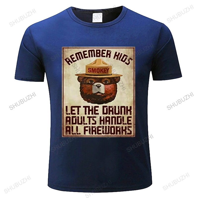 

Запомните, что дети, пусть пьяные, футболка с ручкой всех фейерверков для взрослых, винтажный милый медведь, Смоки, круглый вырез, европейски...