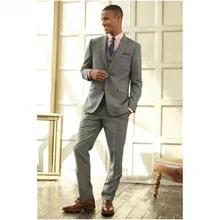 2021 novo negócio de dois botões cinza claro terno masculino, lapela entalhada fino terno de 5 peças (jaqueta + calças + gravata + colete + lenço) (2)