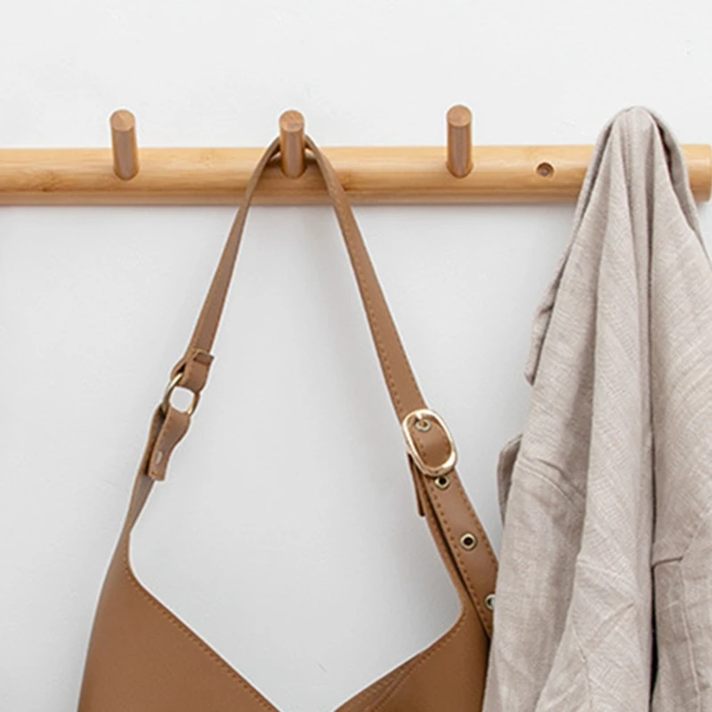 

Dual-Use Hook Bamboo Bamboo Coat Rack Clothes Rack Simple Hanger Hanging Bag Rack 6 Hooks