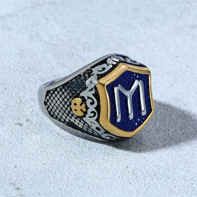 Хип-хоп стиль классическое кольцо из нержавеющей стали для мужчин синий фон