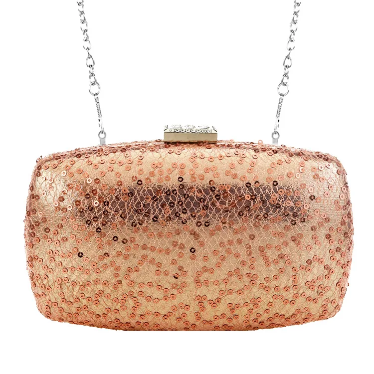 

Female Champagne Evening Bag New Women Purple Gold Clutch Hot Wedding Clutches Crystal Clasp Bridal Sweet Purse Chains Handbags