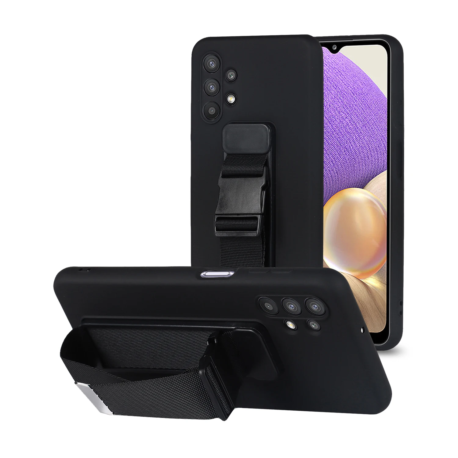 

Wristband Sports Case for Samsung Galaxy A52 S21 Ultra S20 Plus FE Note20 Ultra A72 A71 A51 A70 A82 Stand Silicone Phone Cover