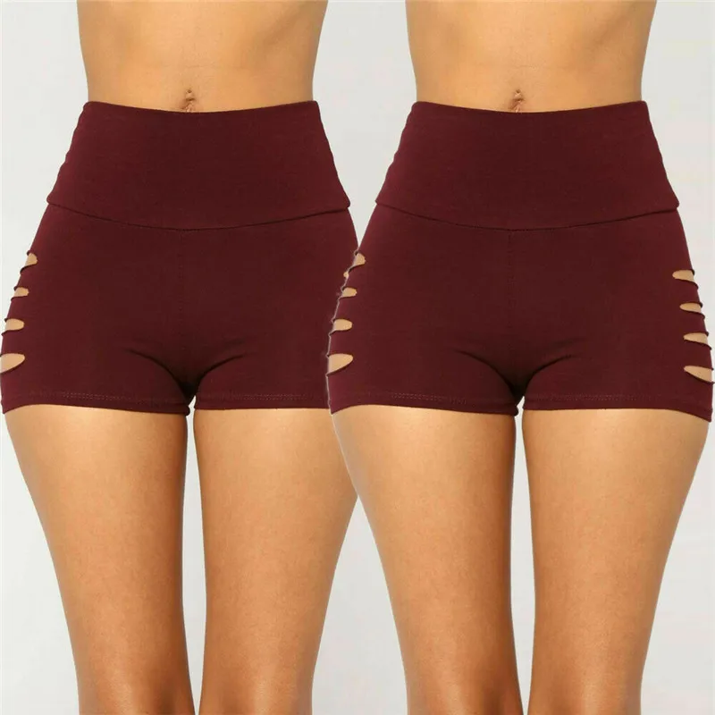 Wind red Новые женские сексуальные спортивные шорты спортивные, для тренажерного зала тренировки Фитнес Высокая талия прикладом женские шорты брюки - Цвет: Wind red