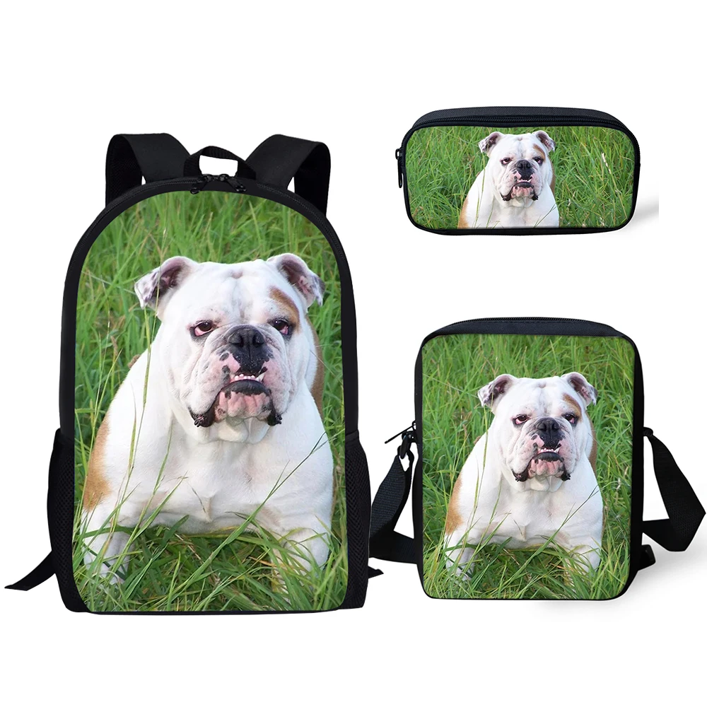 HaoYun Primary Kids Backpack Kawaii Bulldog Pattern School Bag Lively Animal Design 3PC/Set Students Back to School Book Bags