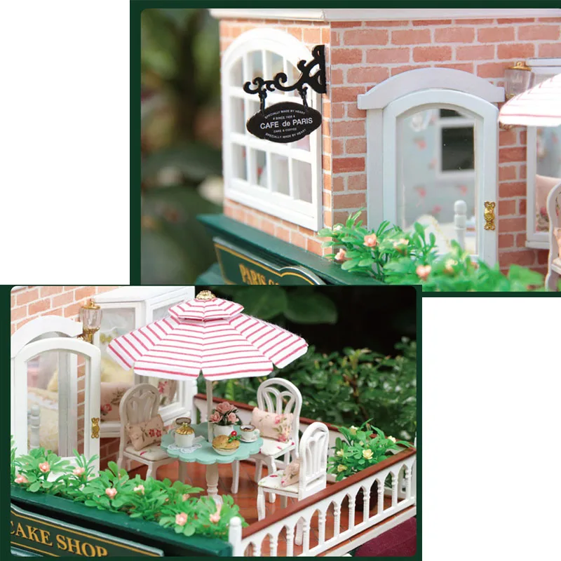 Деревянный кукольный домик мебельный набор миниатюрный торт Кофейня