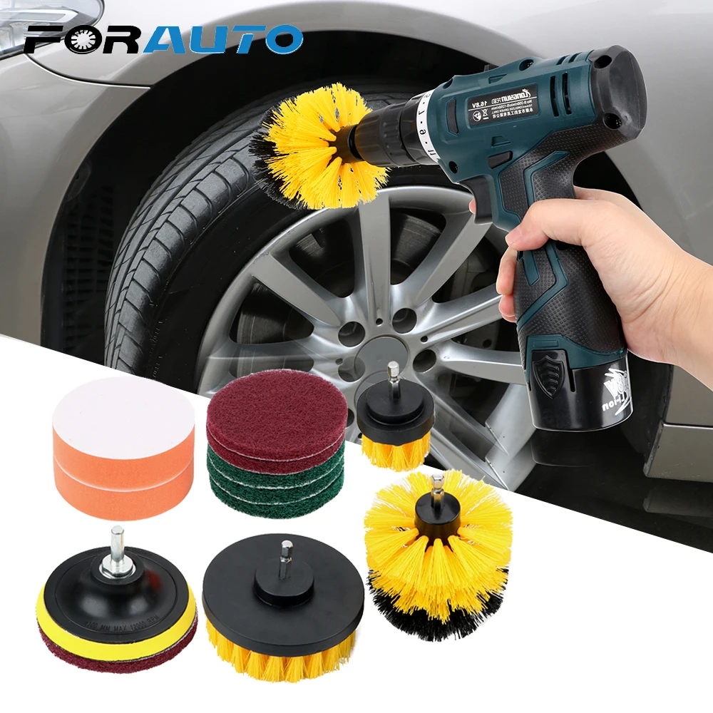 FORAUTO 12 шт./компл. Автомобильная щетка чистящий инструмент чистящие прокладки и губка для скраба насадка в виде щетки комплект уход за автомобилем щетка для мытья посуды набор