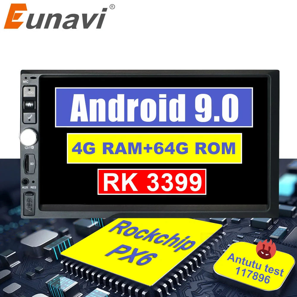Eunavi 2 Din Android 9,0 Автомобильный Кран ПК планшет универсальный мультимедийный радио gps Navi Стерео Аудио плеер ips TDA7850 головное устройство без dvd