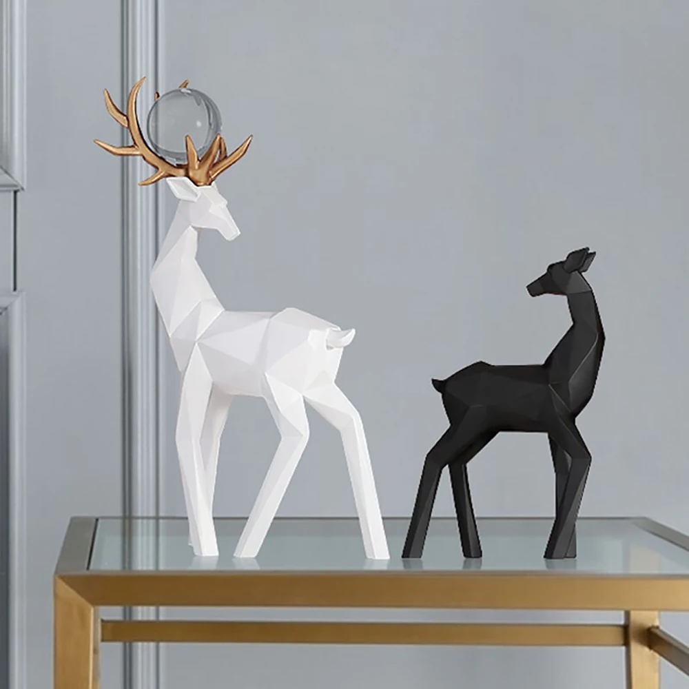 

Cute Deer Resin Figurine Home Decoration Art Sculpture Living Room Decor Statue Bedroom Ornament Christmas Wedding Birthday Gift