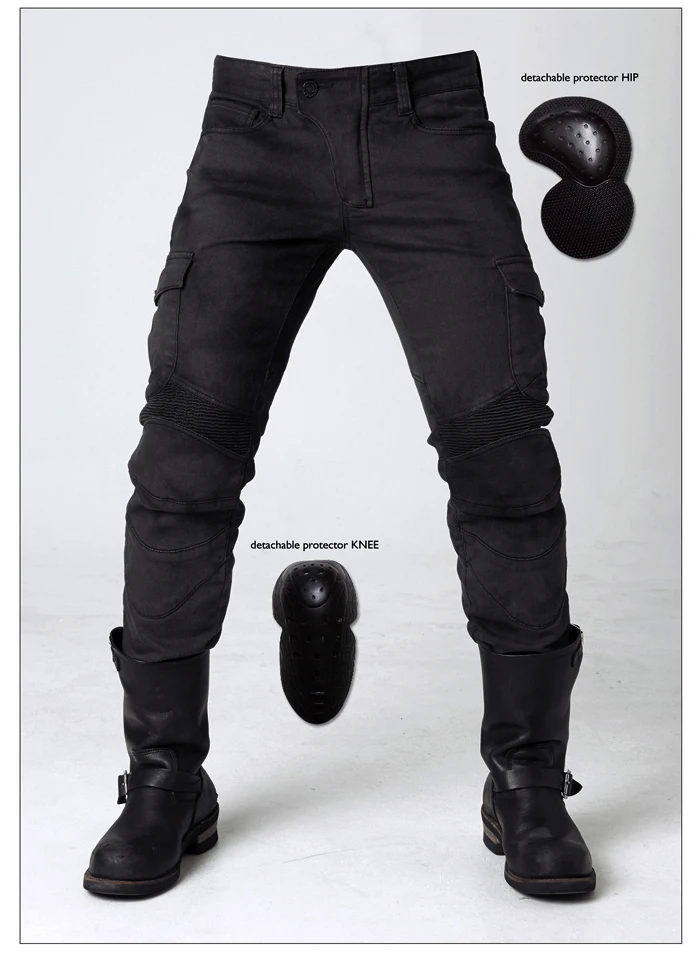 Four Seasons Мотоцикл Джинсы для езды Хоккей Брюки защитные брюки 06 цвета: черный