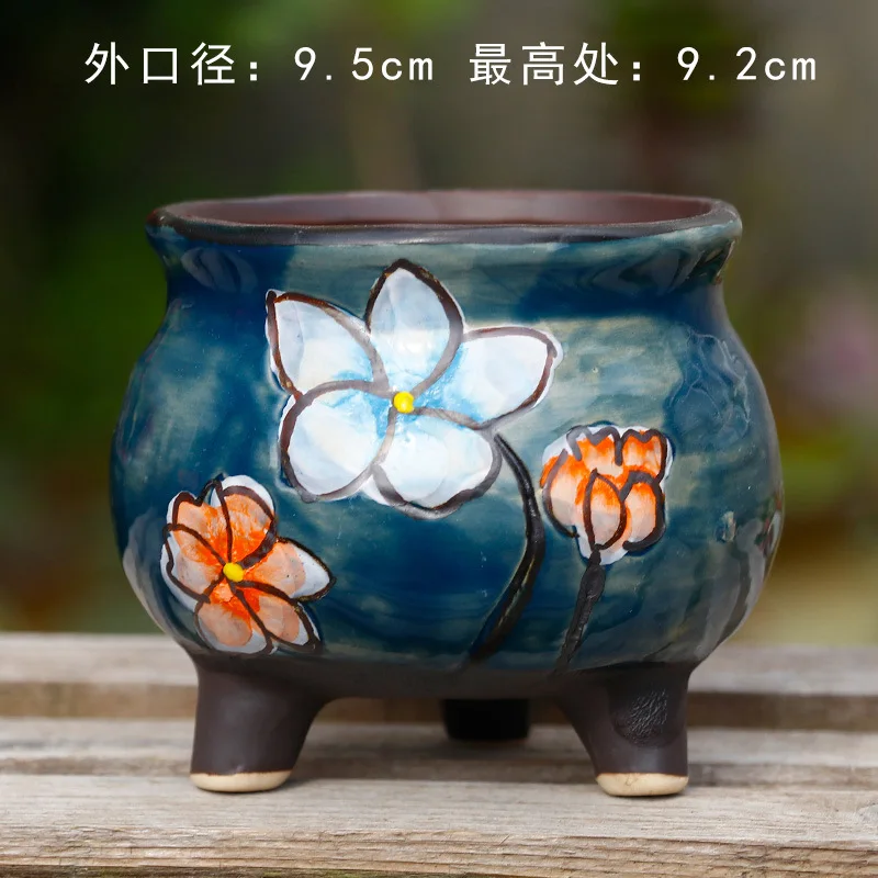 Ручная роспись креативный керамический цветочный горшок кашпо бонсай сад